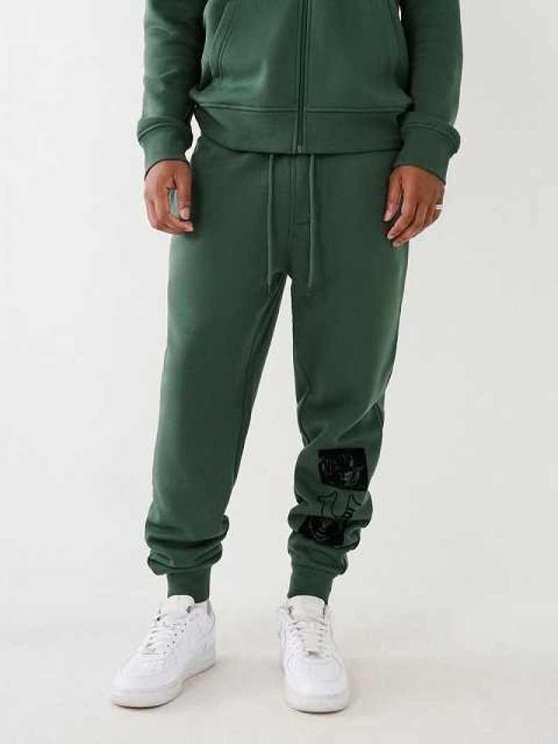 Pantalon Jogger True Religion Logo Hombre Verde Marrones | Colombia-KLUEFYC51