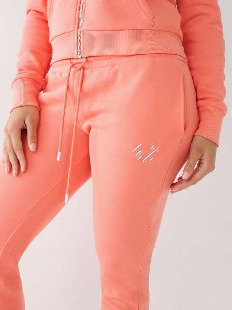 Pantalon Jogger True Religion Logo Mujer Coral | Colombia-JAERZFI59