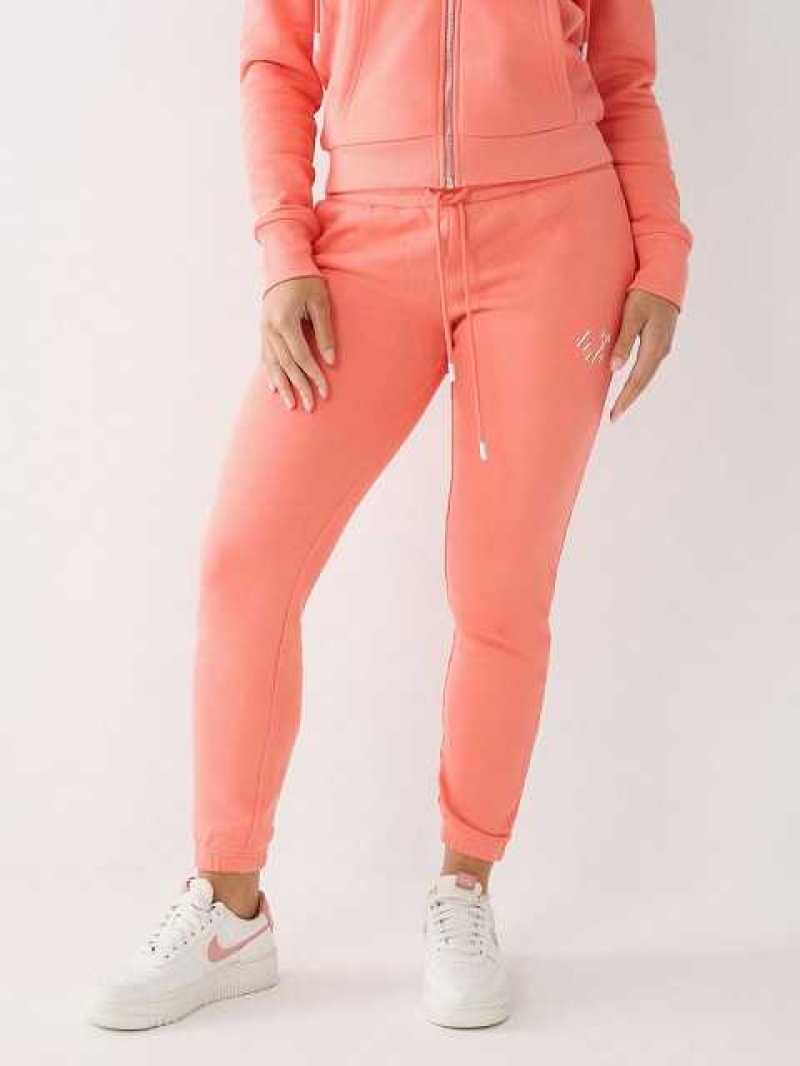 Pantalon Jogger True Religion Logo Mujer Coral | Colombia-JAERZFI59