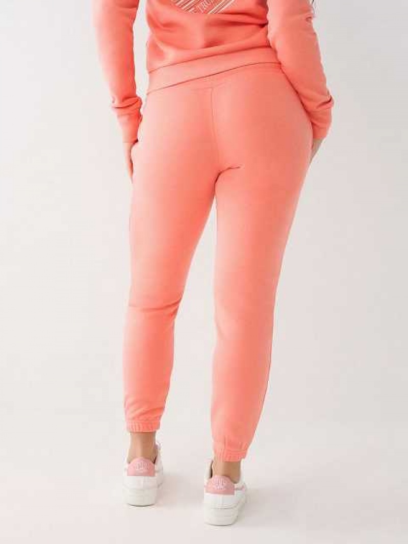 Pantalon Jogger True Religion Logo Mujer Coral | Colombia-JAERZFI59