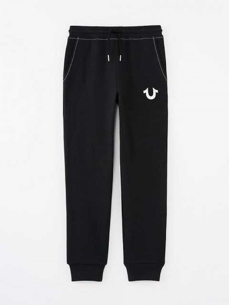 Pantalon Jogger True Religion Logo Niños Negras | Colombia-QJGXSDO25