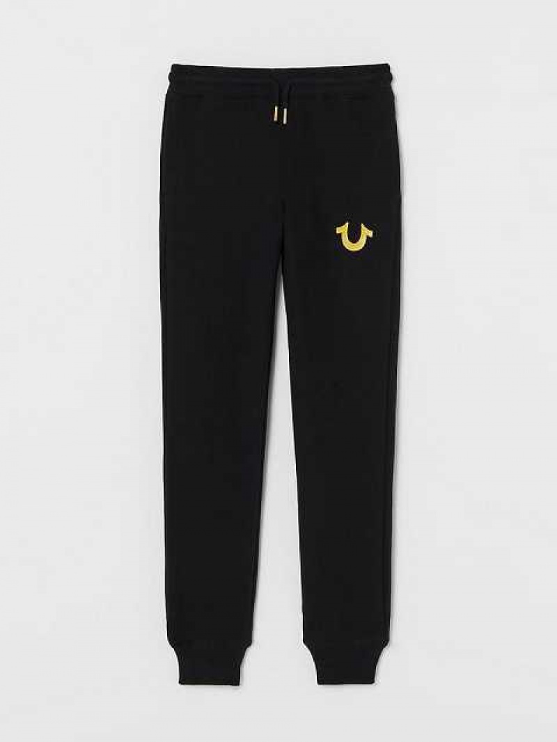 Pantalon Jogger True Religion Logo Niños Negras | Colombia-NGAMJZF28