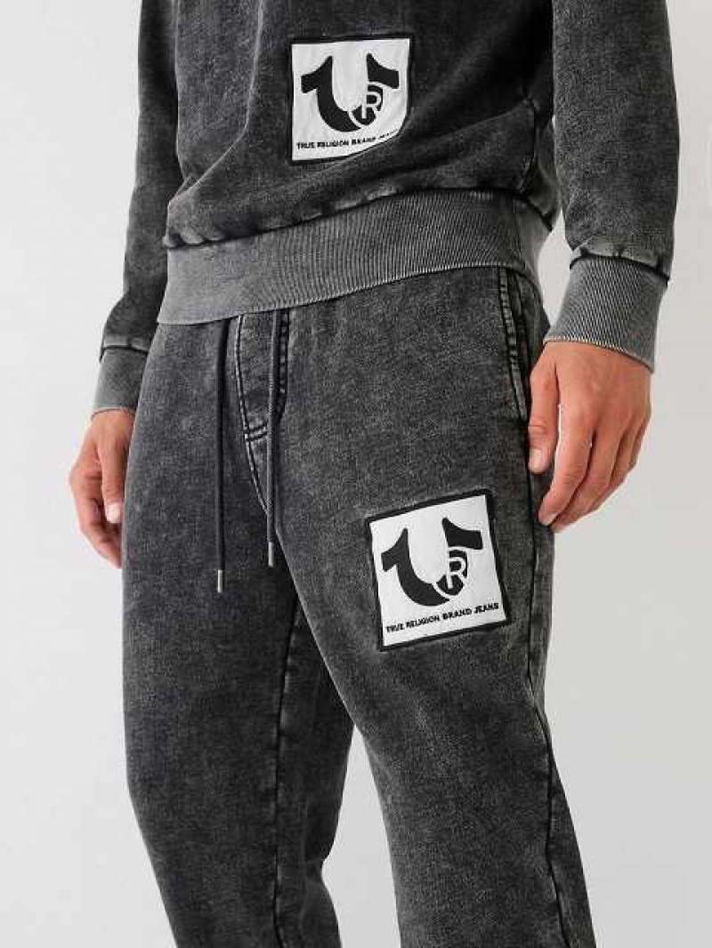 Pantalon Jogger True Religion Logo Patch Hombre Negras | Colombia-QCRPWOU57