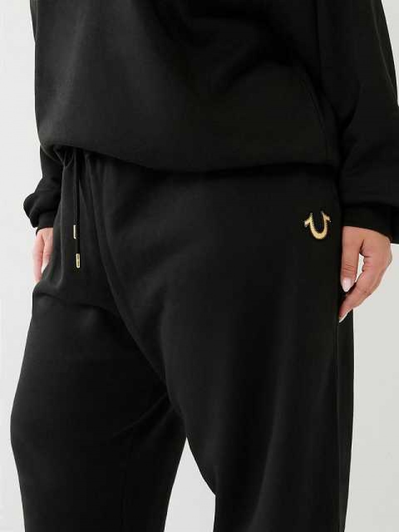 Pantalon Jogger True Religion Logo Relaxed Mujer Negras | Colombia-AUQOBRW61