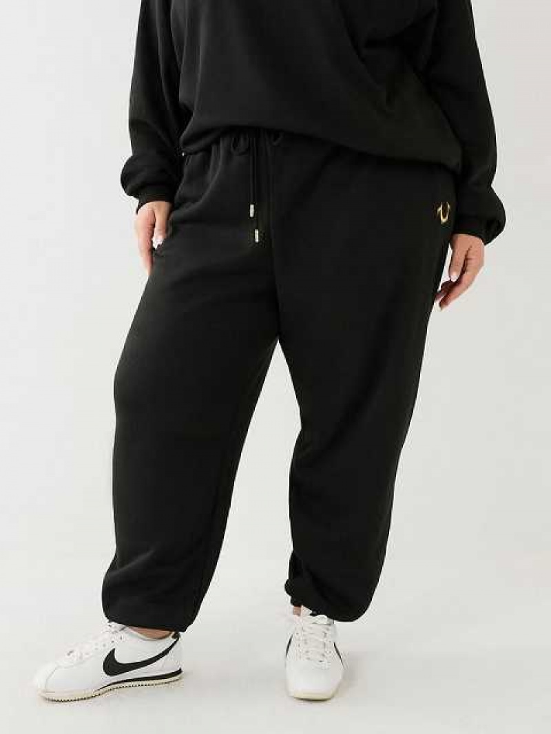 Pantalon Jogger True Religion Logo Relaxed Mujer Negras | Colombia-AUQOBRW61