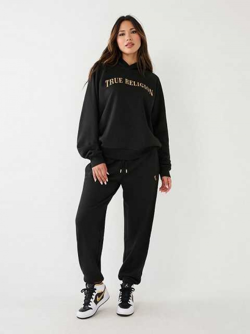 Pantalon Jogger True Religion Logo Relaxed Mujer Negras | Colombia-AUQOBRW61