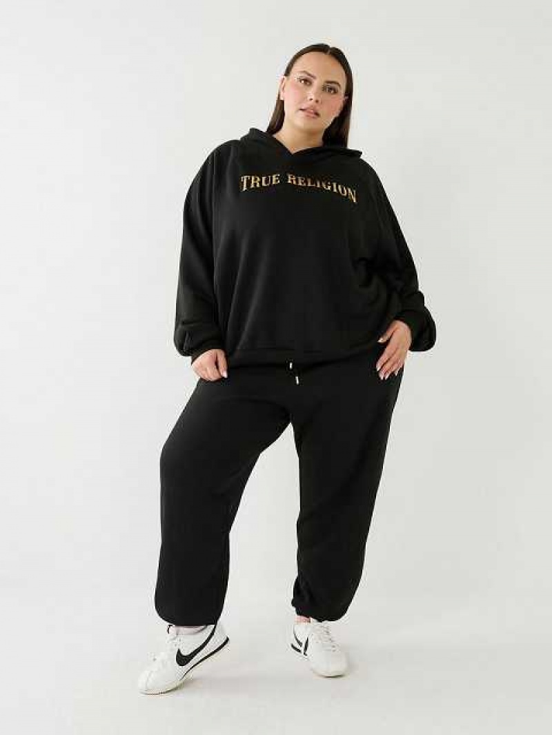 Pantalon Jogger True Religion Logo Relaxed Mujer Negras | Colombia-AUQOBRW61