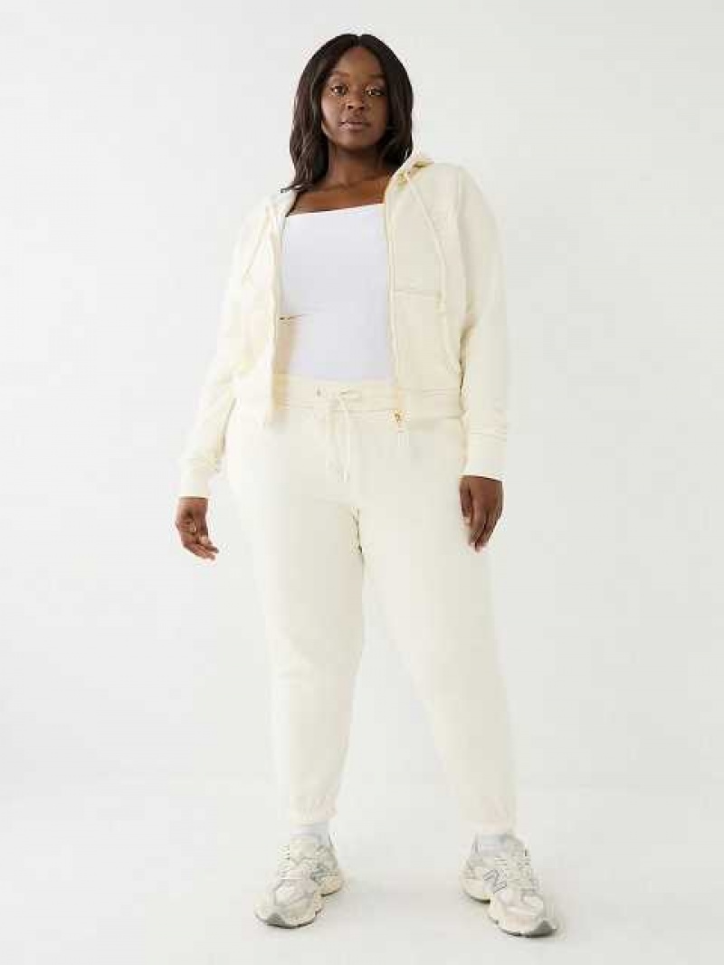 Pantalon Jogger True Religion Lurex Big T Logo Mujer Blancas | Colombia-HJCVQEK73