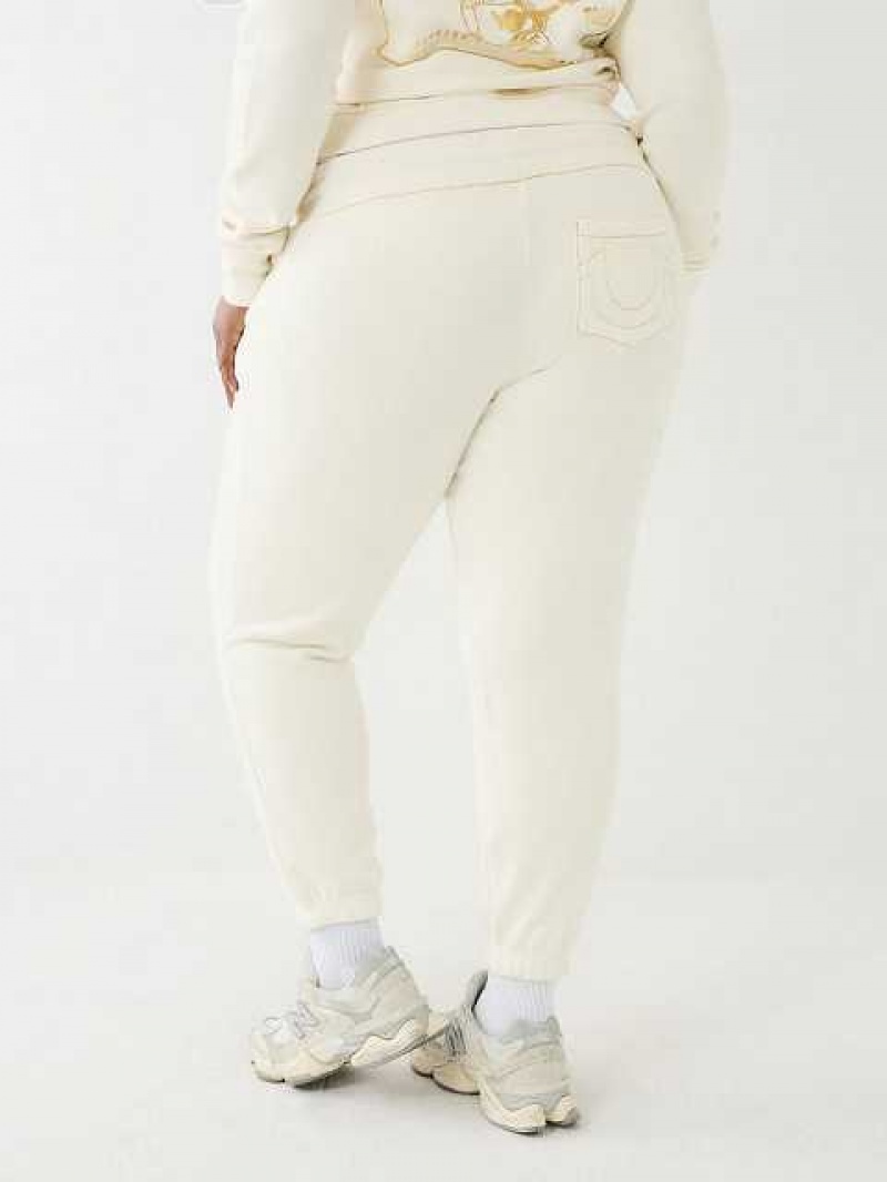 Pantalon Jogger True Religion Lurex Big T Logo Mujer Blancas | Colombia-HJCVQEK73