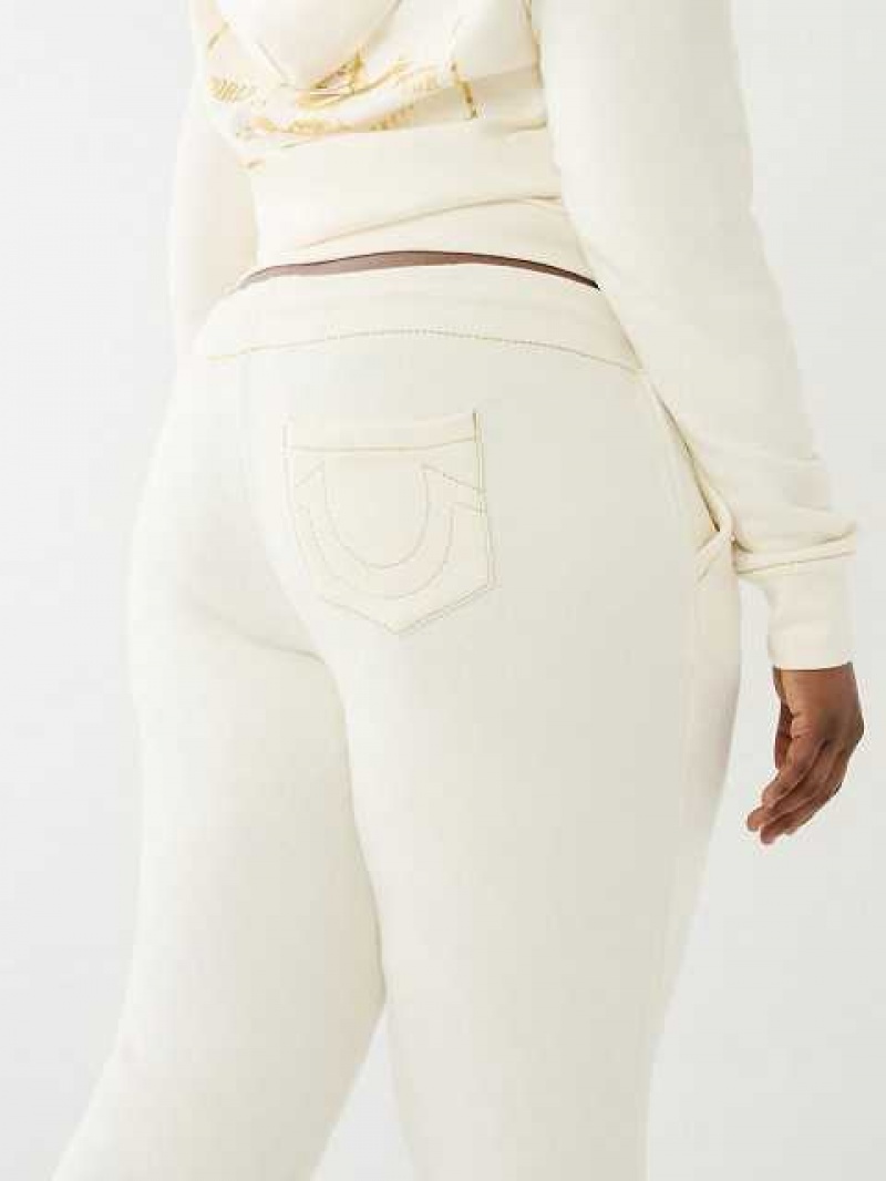 Pantalon Jogger True Religion Lurex Big T Logo Mujer Blancas | Colombia-HJCVQEK73