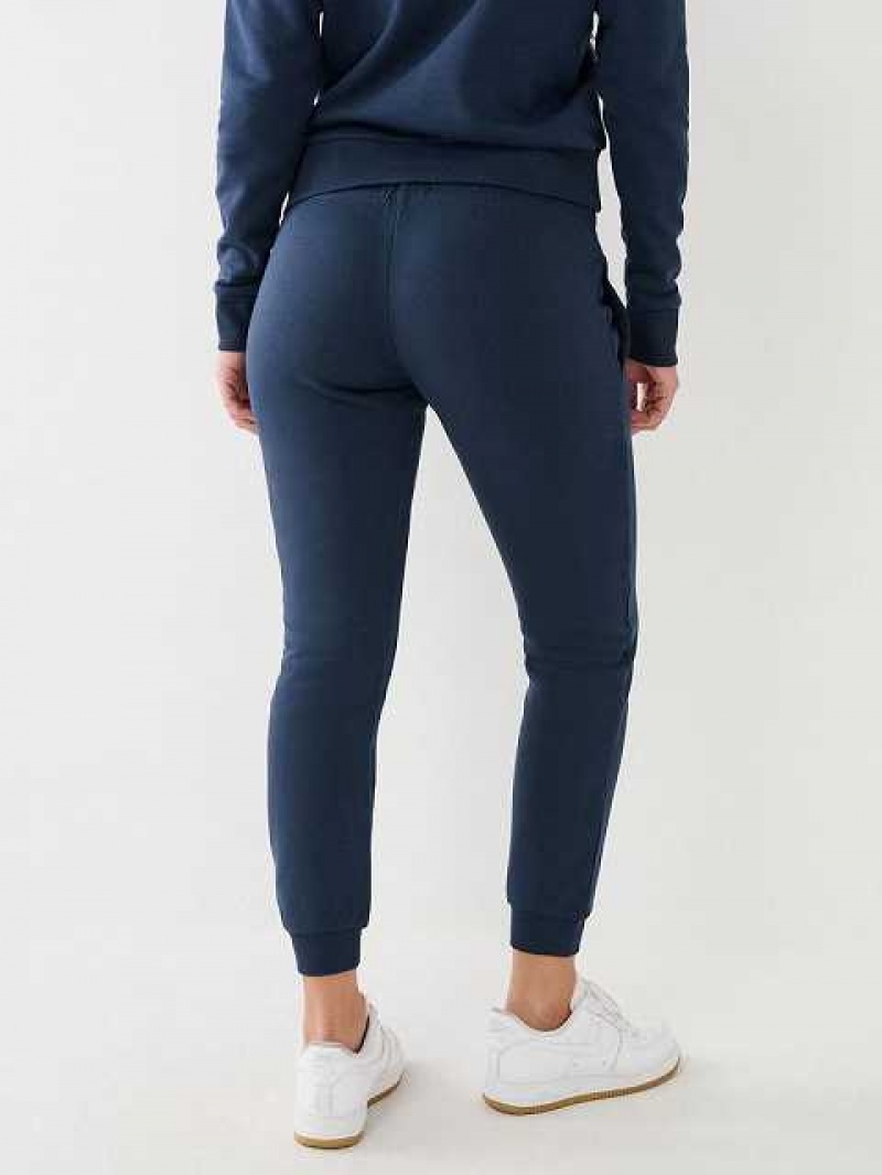 Pantalon Jogger True Religion Metallic Buddha Logo Fleece Mujer Azul Marino Azules | Colombia-SGHUEFP75