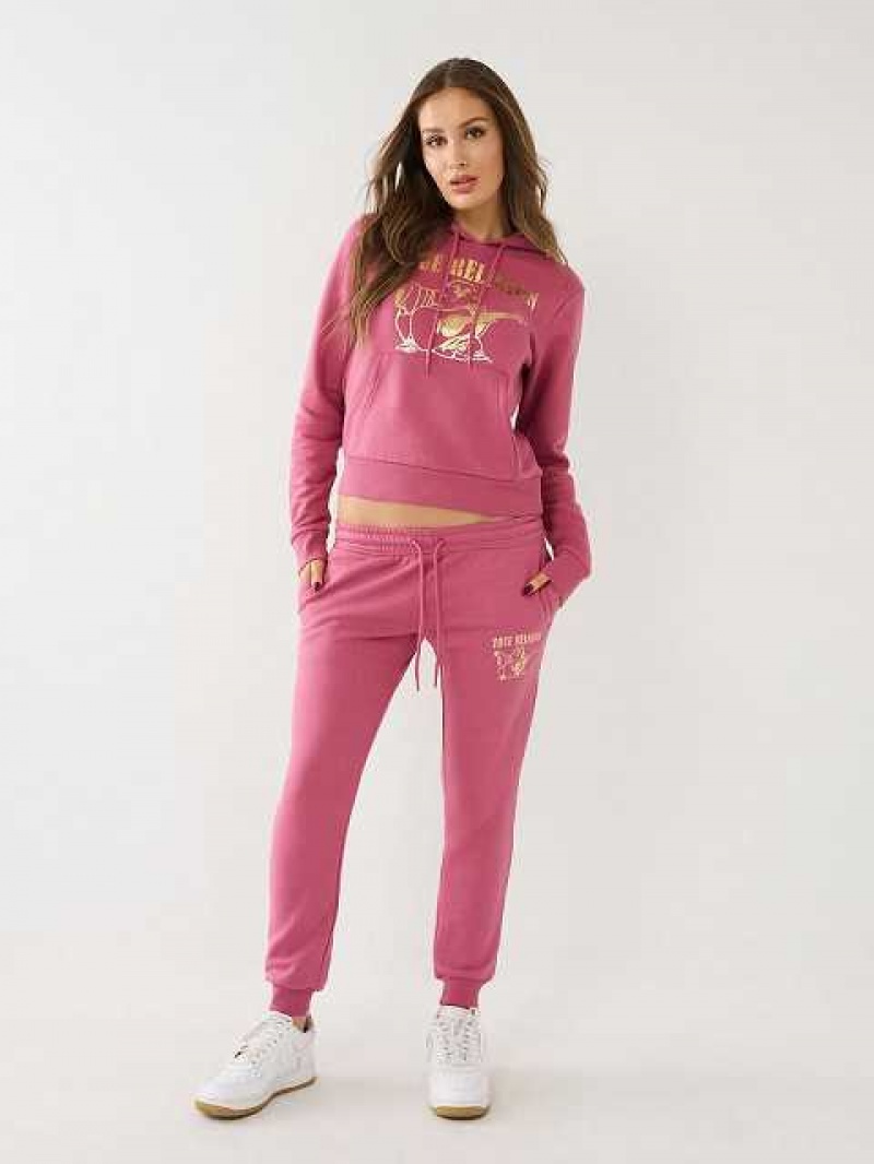 Pantalon Jogger True Religion Metallic Buddha Logo Fleece Mujer Moradas | Colombia-BVOEQDK09