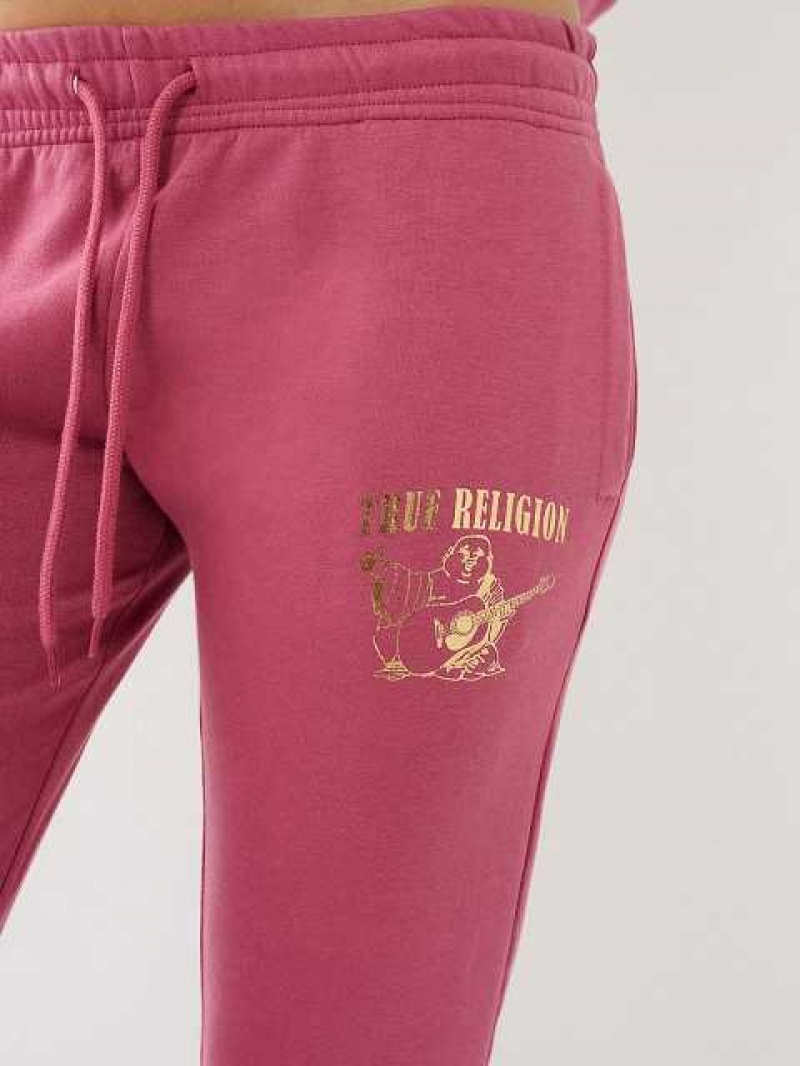 Pantalon Jogger True Religion Metallic Buddha Logo Fleece Mujer Moradas | Colombia-BVOEQDK09