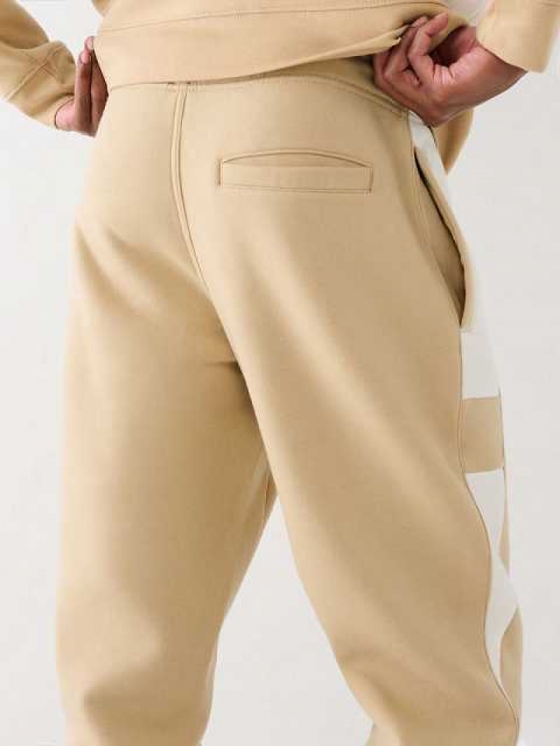 Pantalon Jogger True Religion Panel Logo Hombre Beige | Colombia-IDHGKVB02