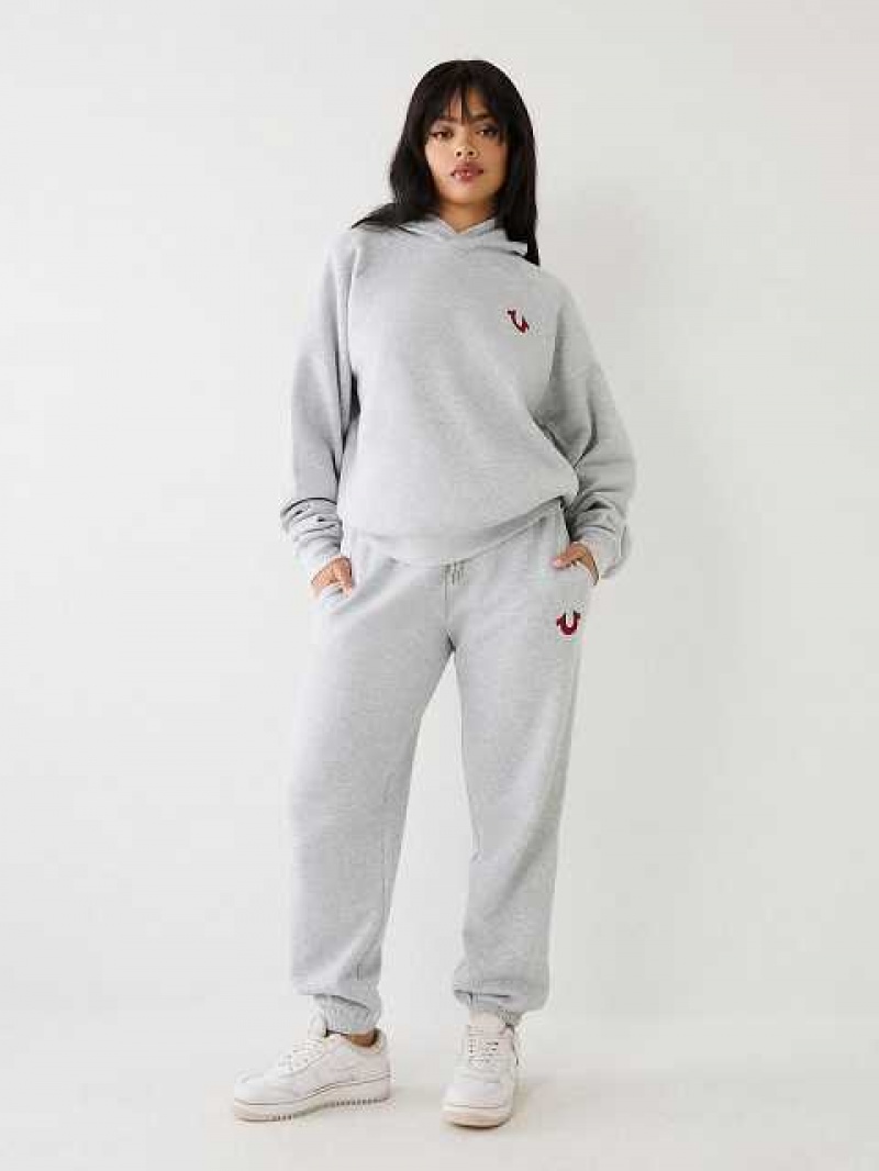 Pantalon Jogger True Religion Relaxed Logo Mujer Gris | Colombia-UWFIGDZ49