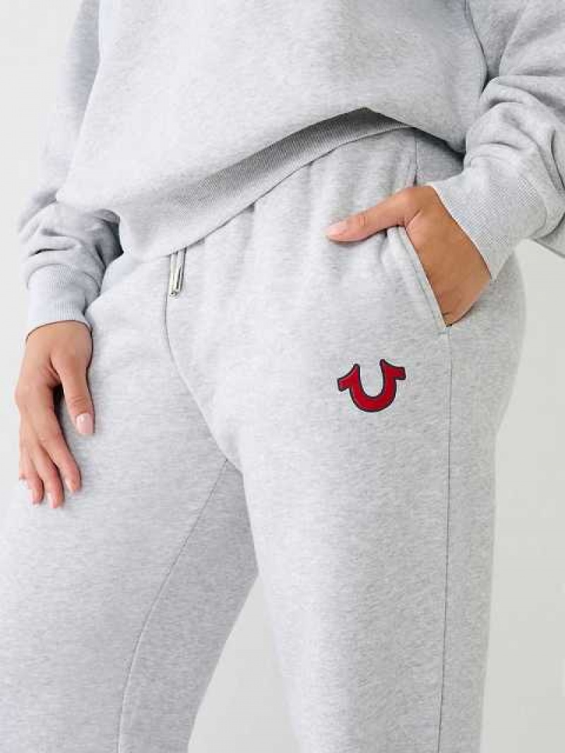 Pantalon Jogger True Religion Relaxed Logo Mujer Gris | Colombia-UWFIGDZ49