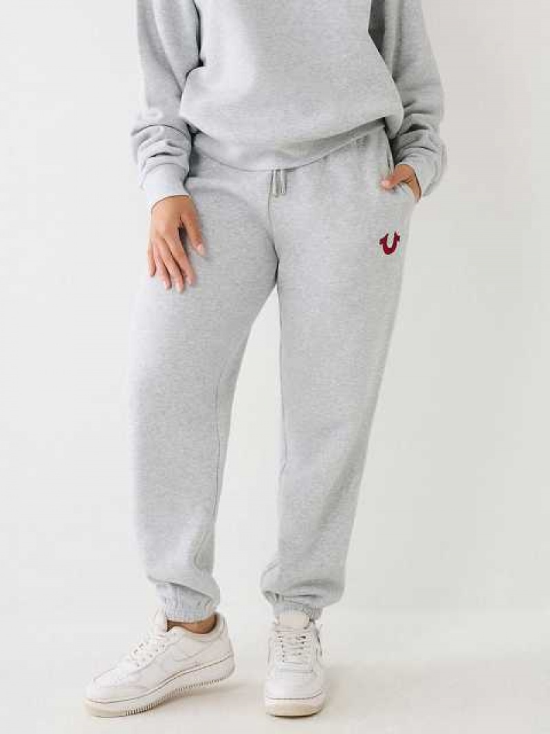 Pantalon Jogger True Religion Relaxed Logo Mujer Gris | Colombia-UWFIGDZ49