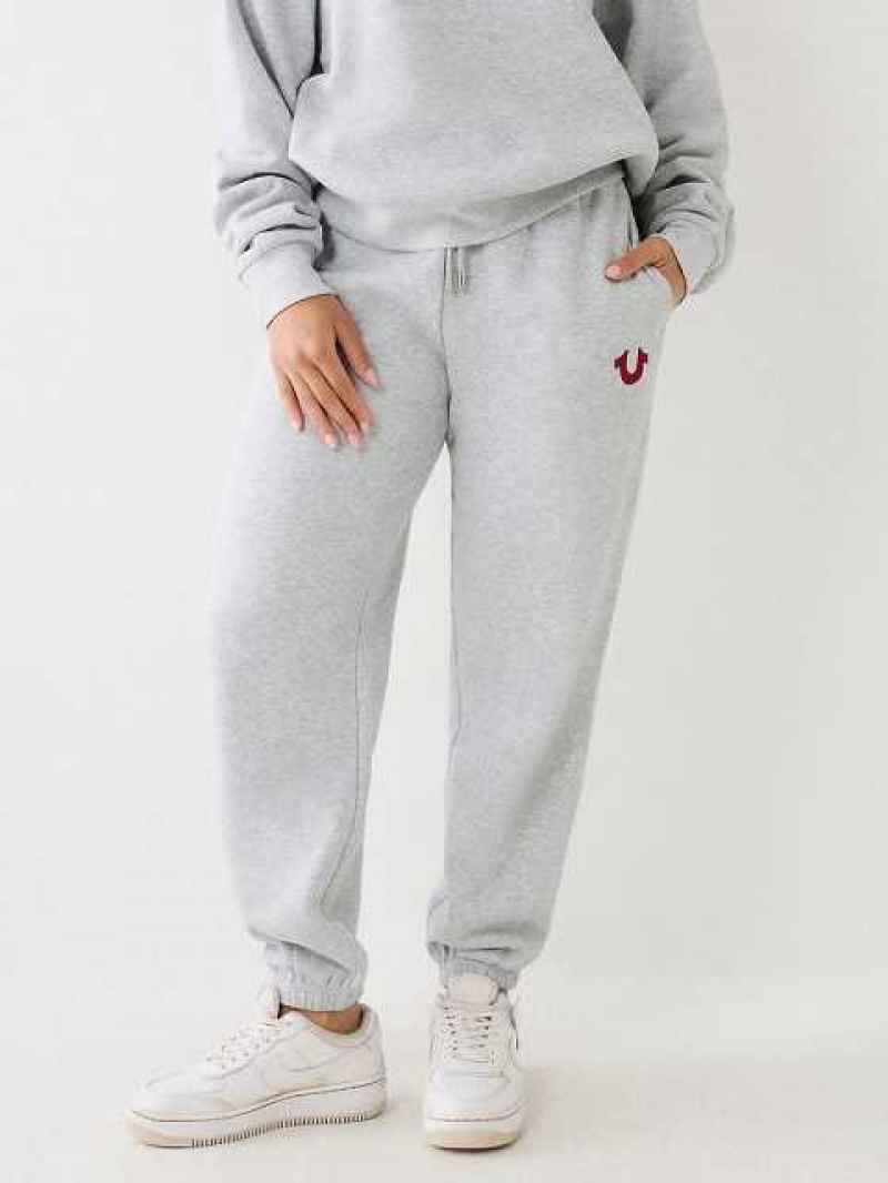 Pantalon Jogger True Religion Relaxed Logo Mujer Gris | Colombia-UWFIGDZ49