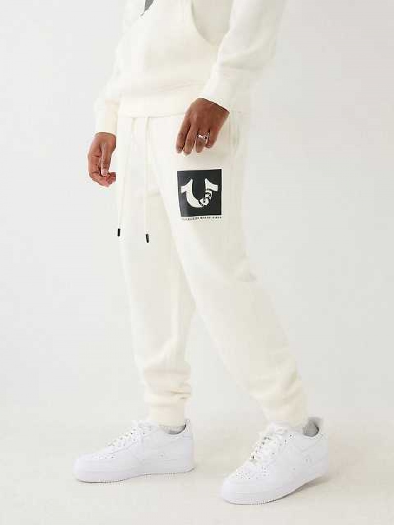 Pantalon Jogger True Religion Studded Logo Hombre Blancas | Colombia-TCEMQWB38