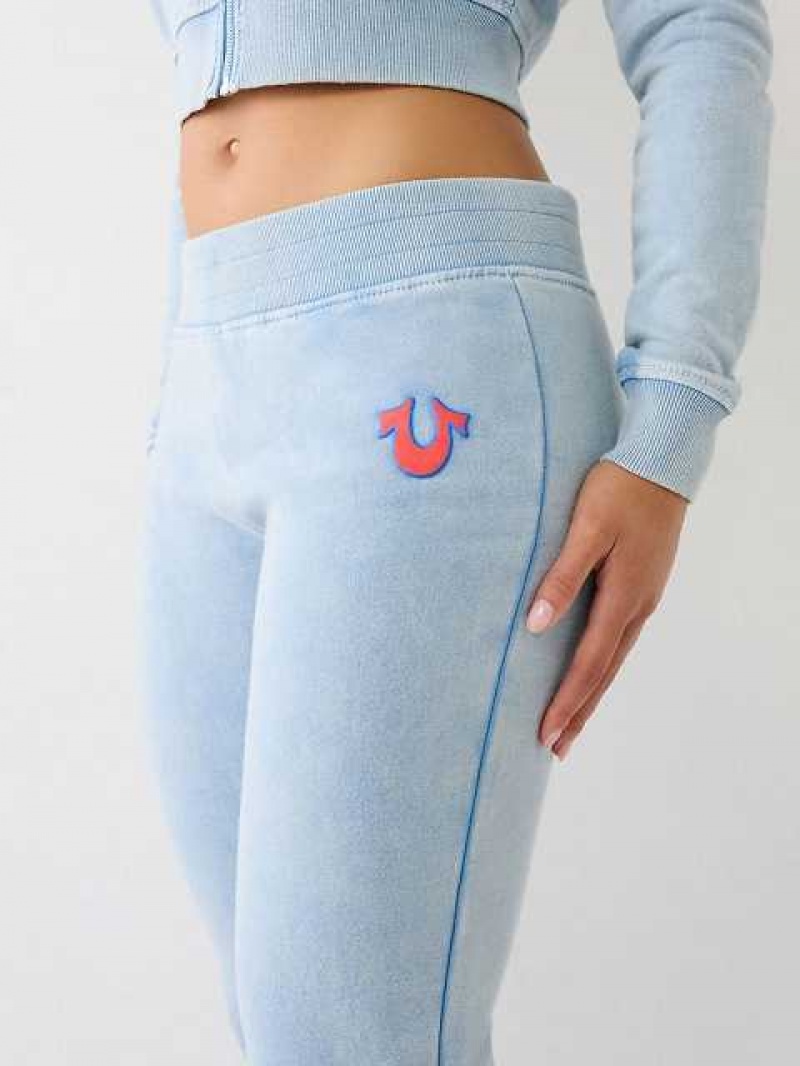 Pantalon Jogger True Religion Washed Big T Low Rise Flare Mujer Azules Claro | Colombia-BLUFPWN51