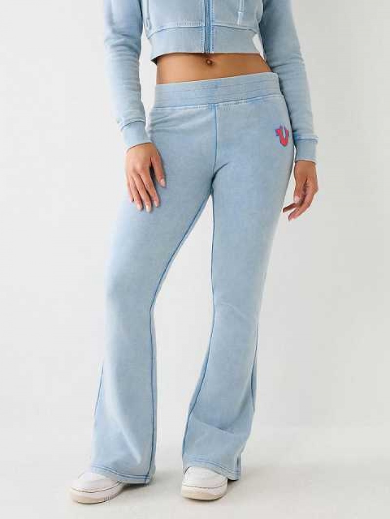 Pantalon Jogger True Religion Washed Big T Low Rise Flare Mujer Azules Claro | Colombia-BLUFPWN51