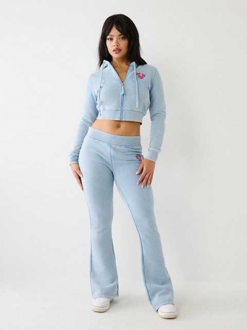 Pantalon Jogger True Religion Washed Big T Low Rise Flare Mujer Azules Claro | Colombia-BLUFPWN51