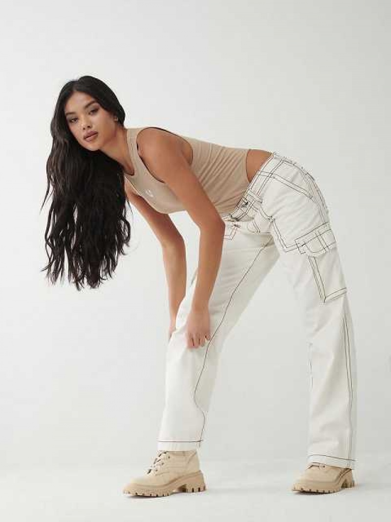 Pantalon True Religion Cargo Mujer Blancas | Colombia-KLSEOPR87