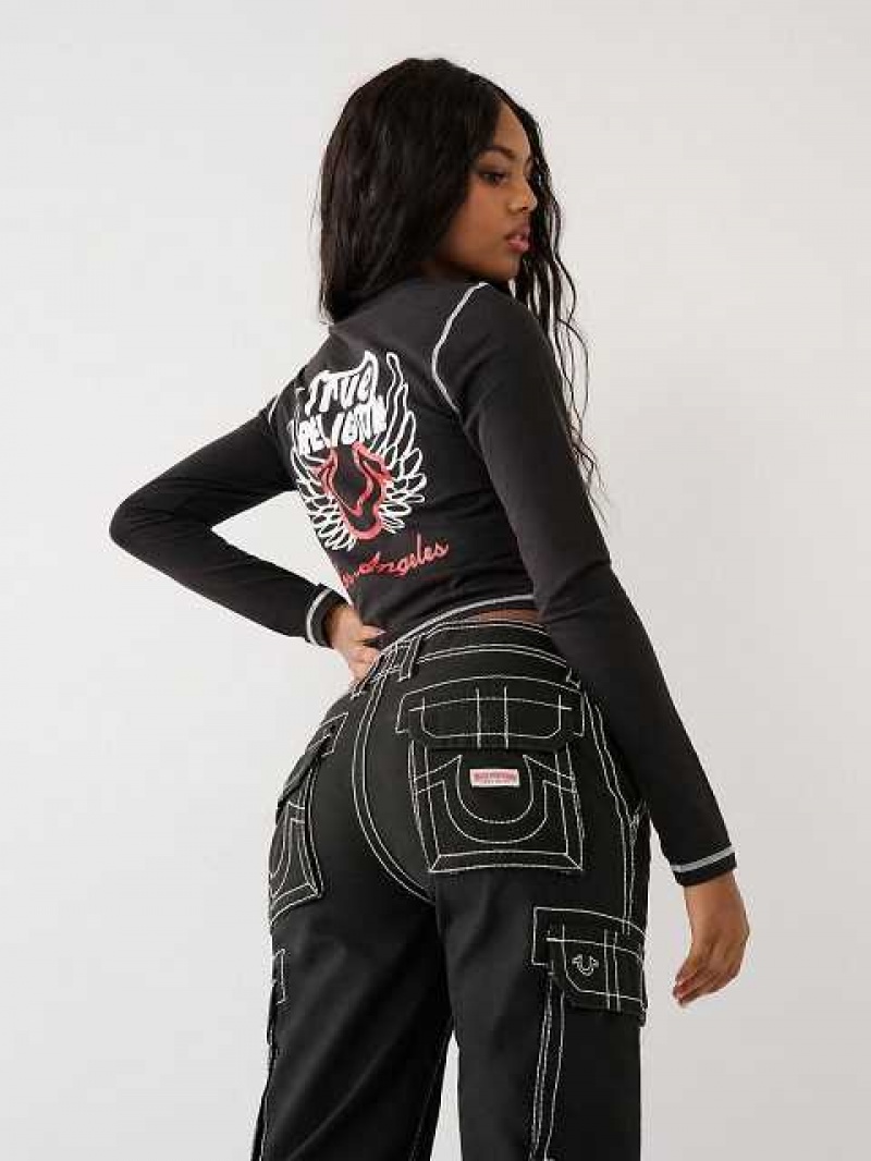 Pantalon True Religion Cargo Mujer Negras | Colombia-KJOUDBH20