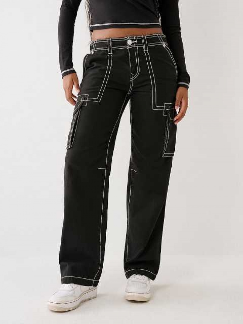 Pantalon True Religion Cargo Mujer Negras | Colombia-KJOUDBH20