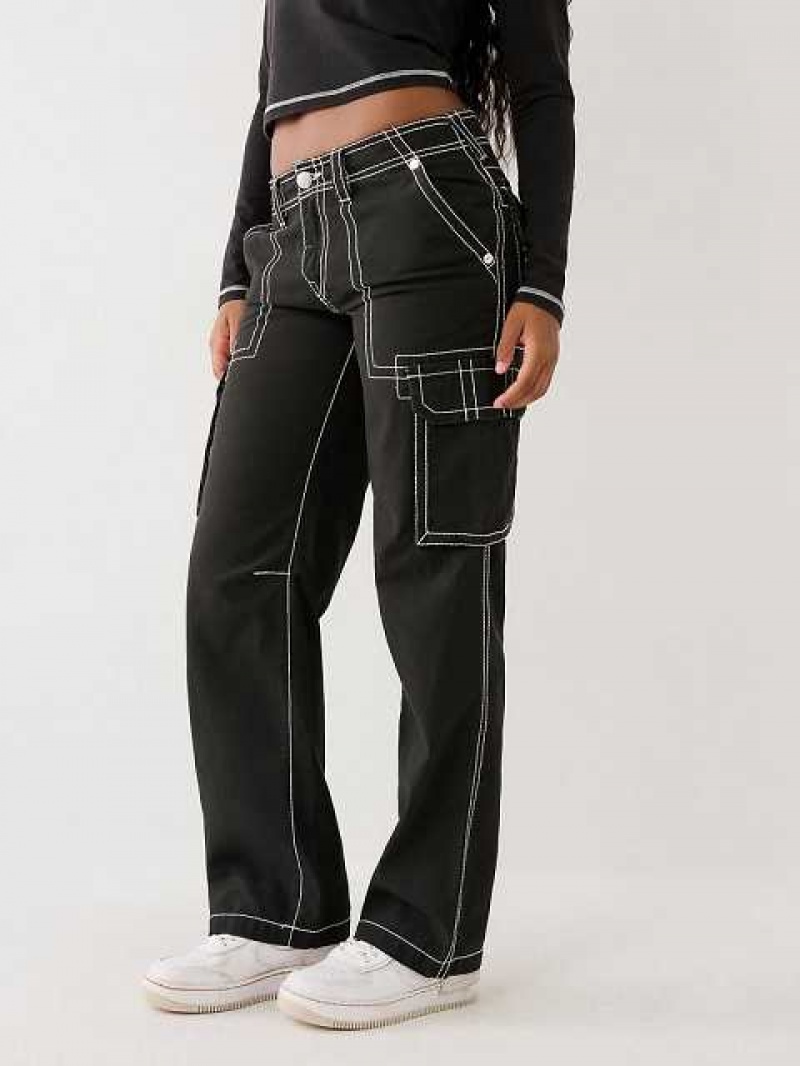 Pantalon True Religion Cargo Mujer Negras | Colombia-KJOUDBH20