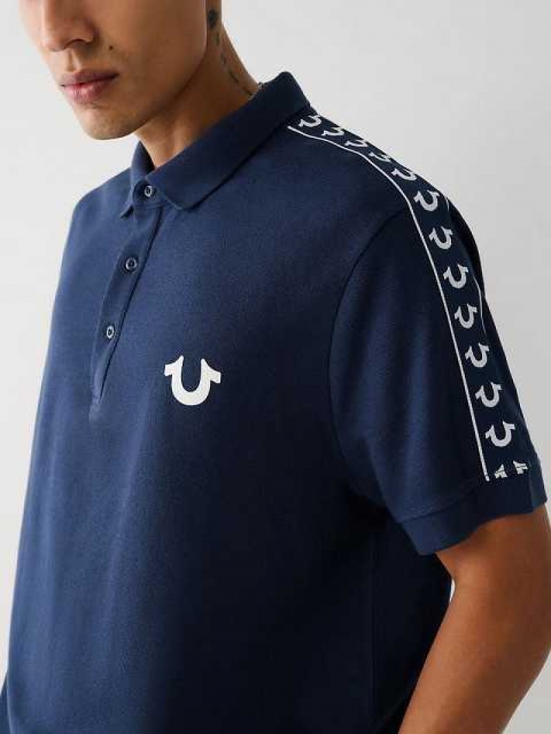 Polo True Religion Logo Hombre Azul Marino Azules | Colombia-CUQSMEH90