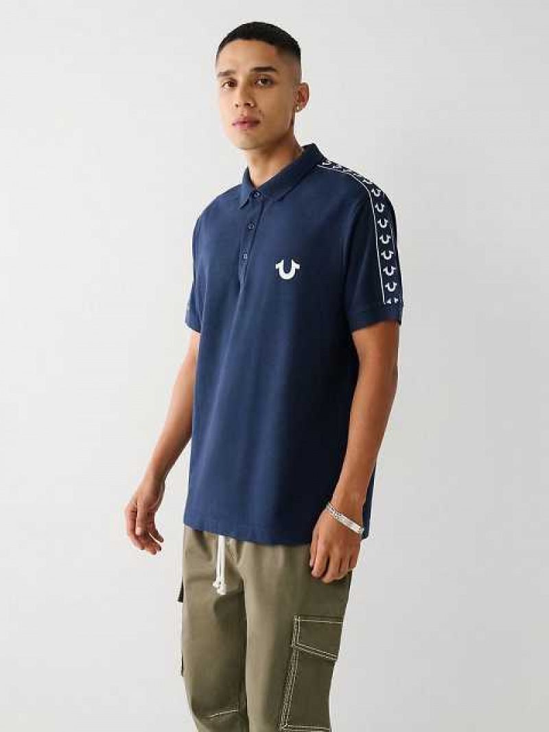 Polo True Religion Logo Hombre Azul Marino Azules | Colombia-CUQSMEH90