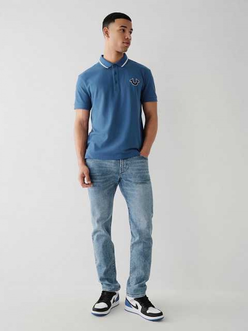 Polo True Religion Logo Hombre Azul Marino | Colombia-TMEZLRX61