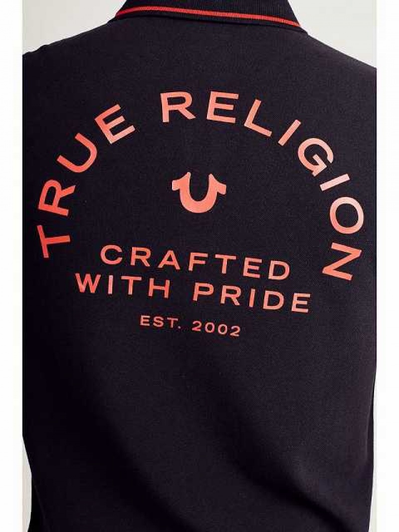 Polo True Religion Logo Hombre Negras | Colombia-AGCPJRO30