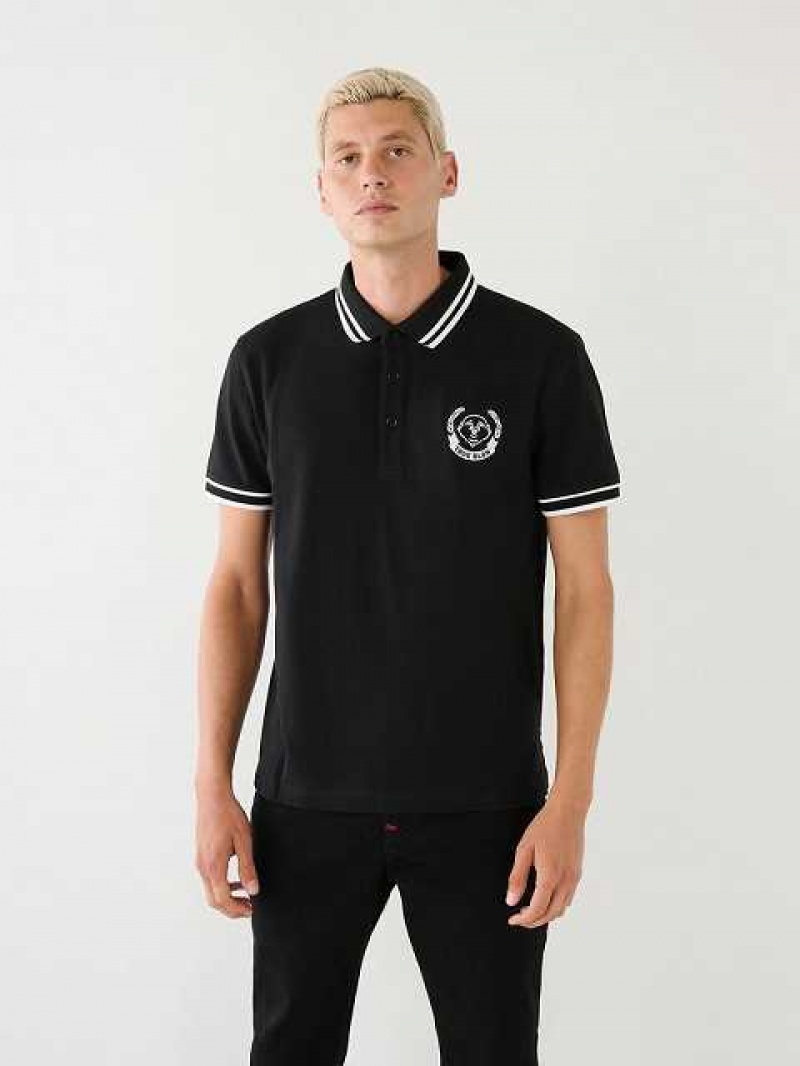 Polo True Religion Logo Hombre Negras | Colombia-INOLURC12