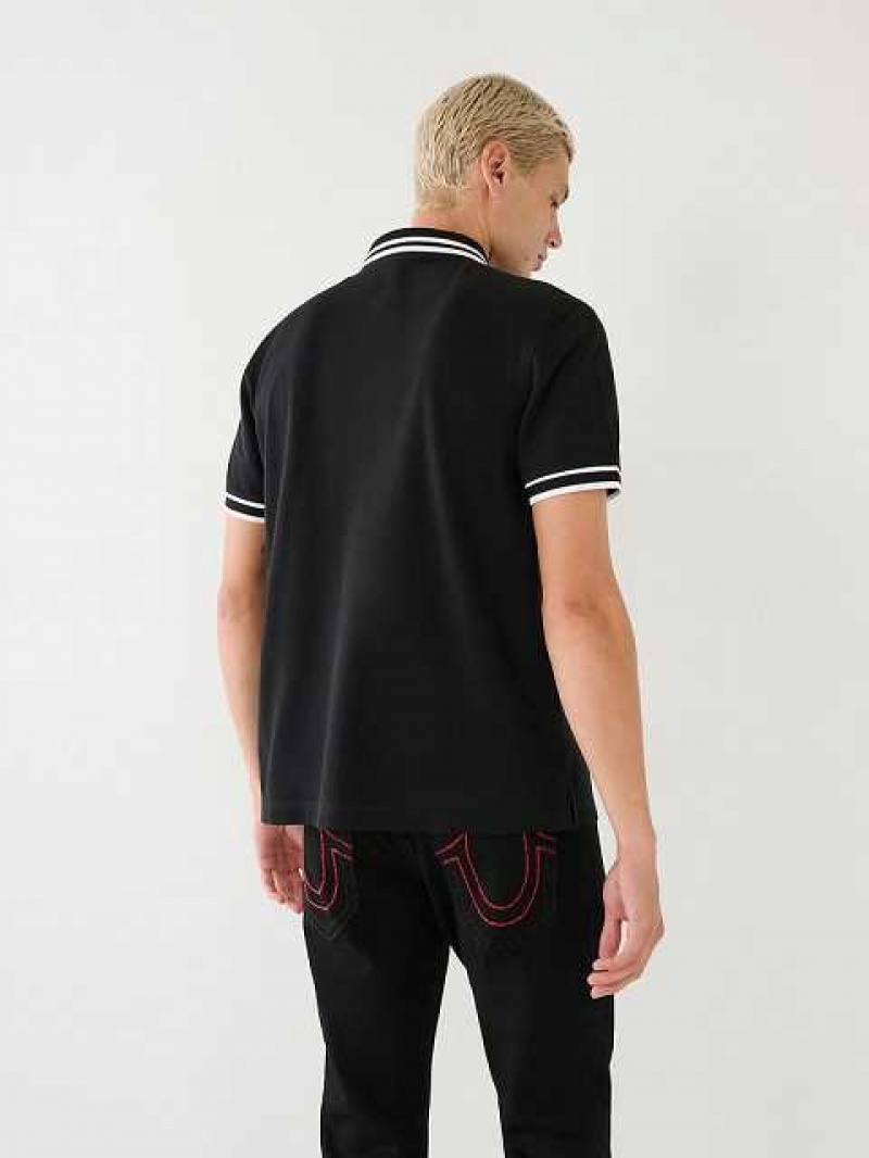 Polo True Religion Logo Hombre Negras | Colombia-INOLURC12