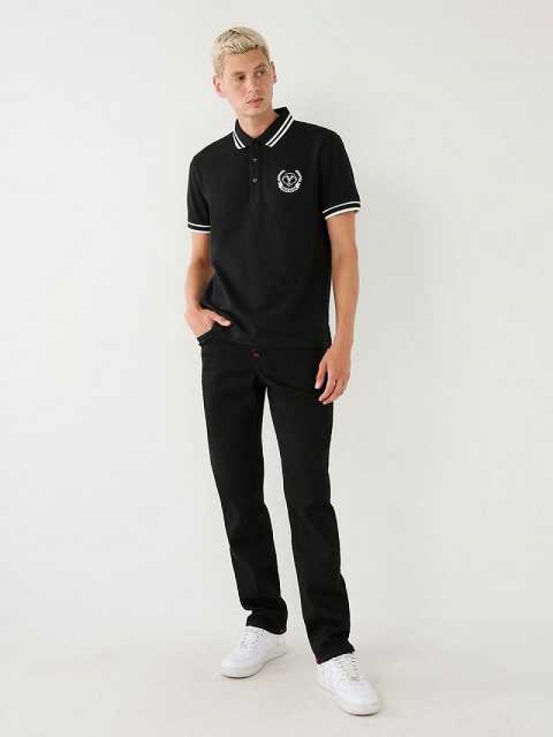 Polo True Religion Logo Hombre Negras | Colombia-INOLURC12