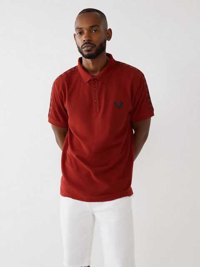 Polo True Religion Logo Hombre Rojas | Colombia-EABFYDC96