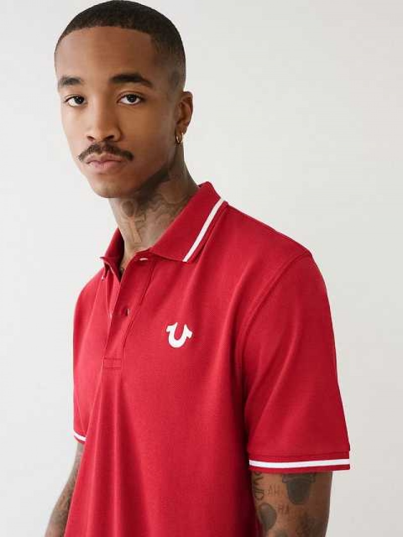 Polo True Religion Logo Hombre Rojas | Colombia-RLCBFDG32