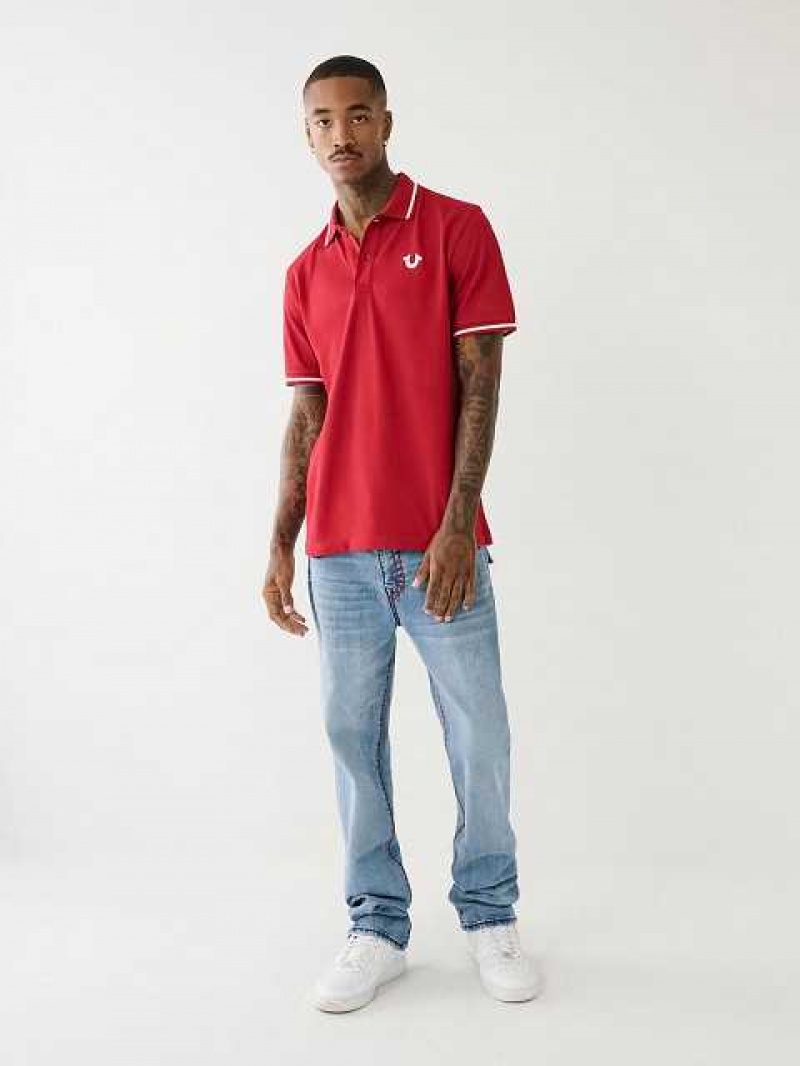 Polo True Religion Logo Hombre Rojas | Colombia-RLCBFDG32