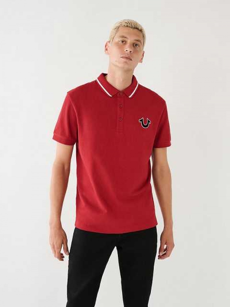 Polo True Religion Logo Hombre Rojas | Colombia-ACUQGXE23