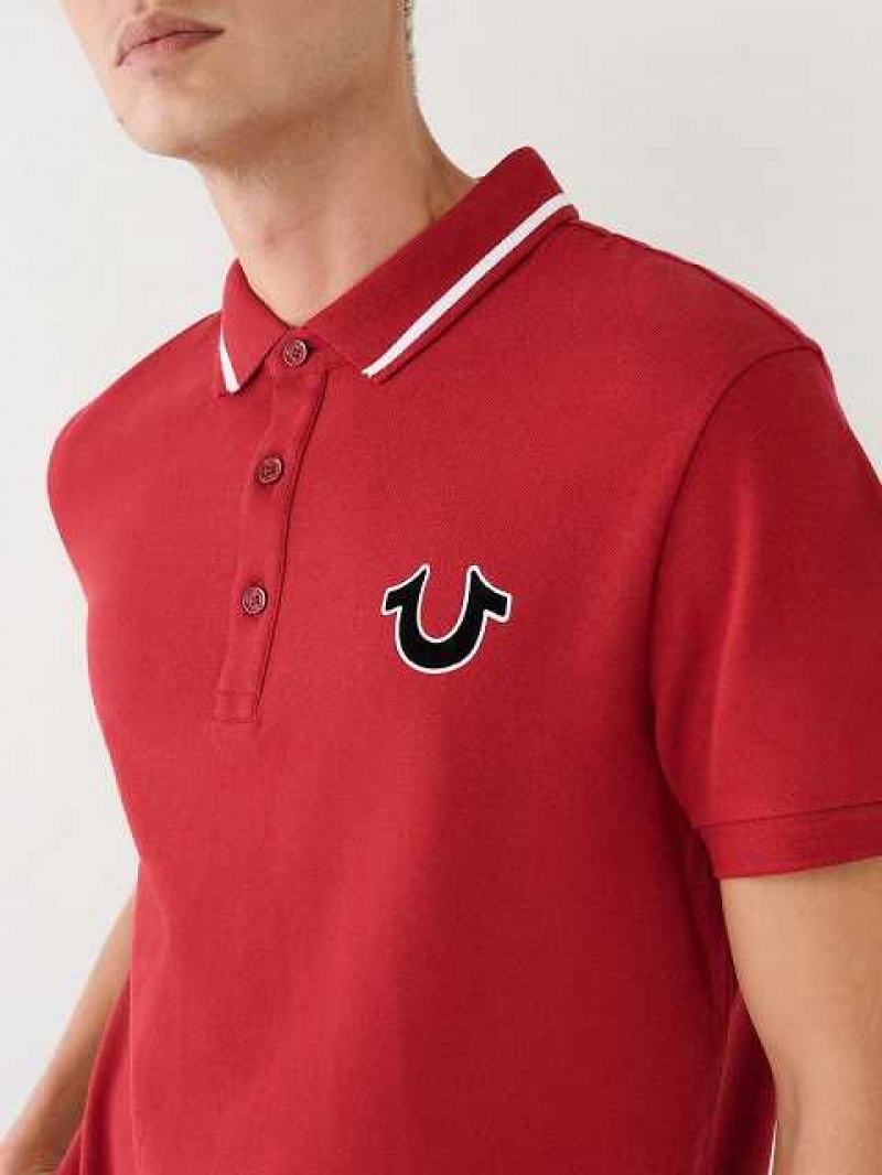 Polo True Religion Logo Hombre Rojas | Colombia-ACUQGXE23