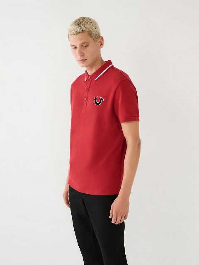 Polo True Religion Logo Hombre Rojas | Colombia-ACUQGXE23