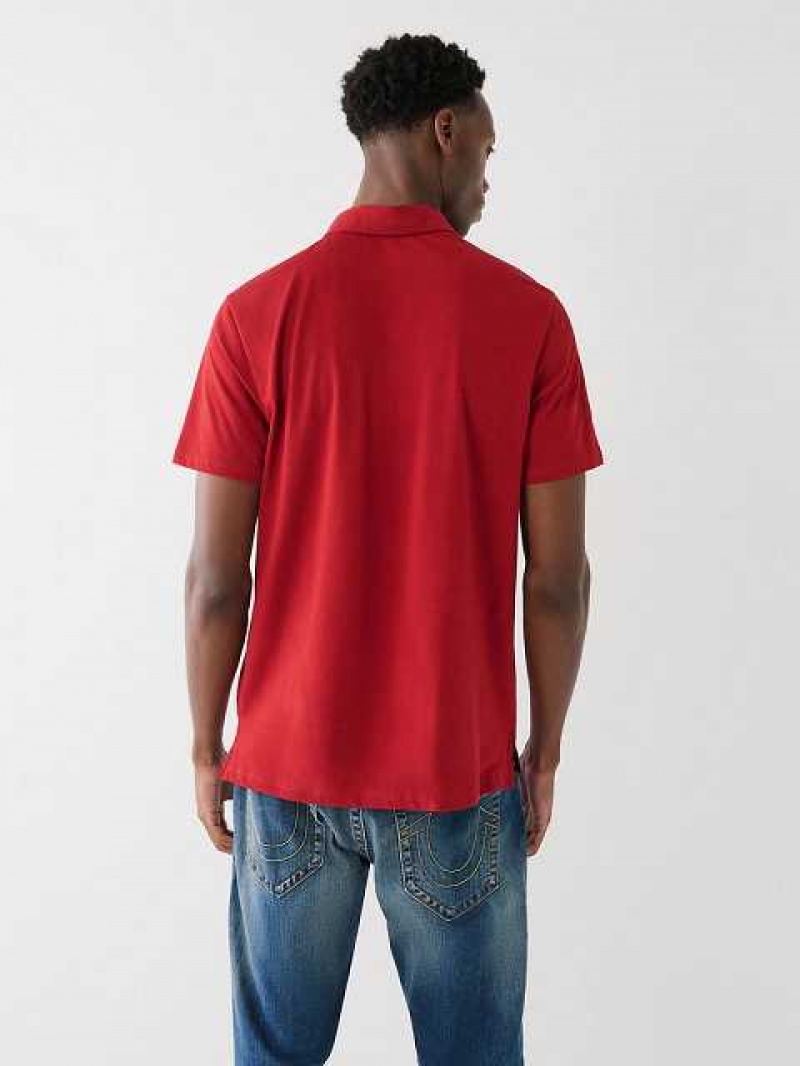 Polo True Religion Logo Hombre Rojas | Colombia-BJUKZXI45