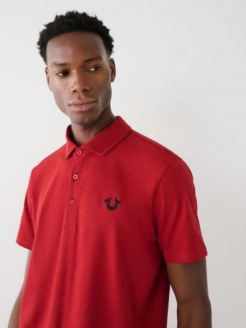 Polo True Religion Logo Hombre Rojas | Colombia-BJUKZXI45