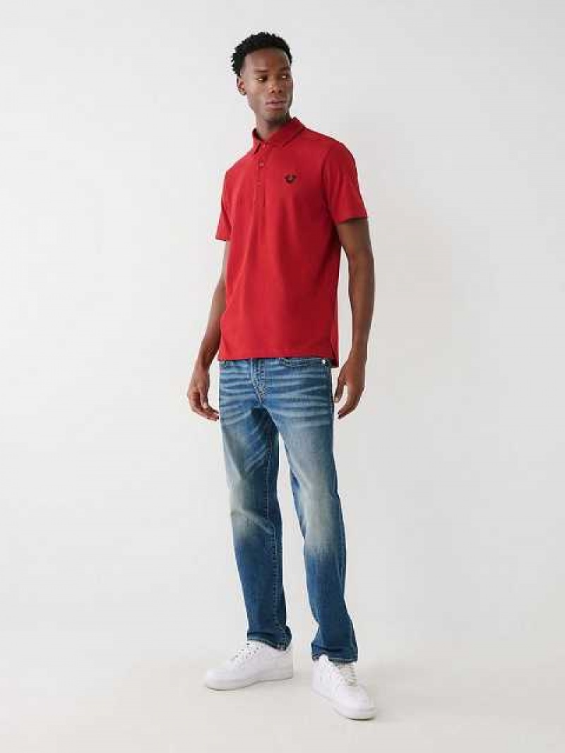 Polo True Religion Logo Hombre Rojas | Colombia-BJUKZXI45