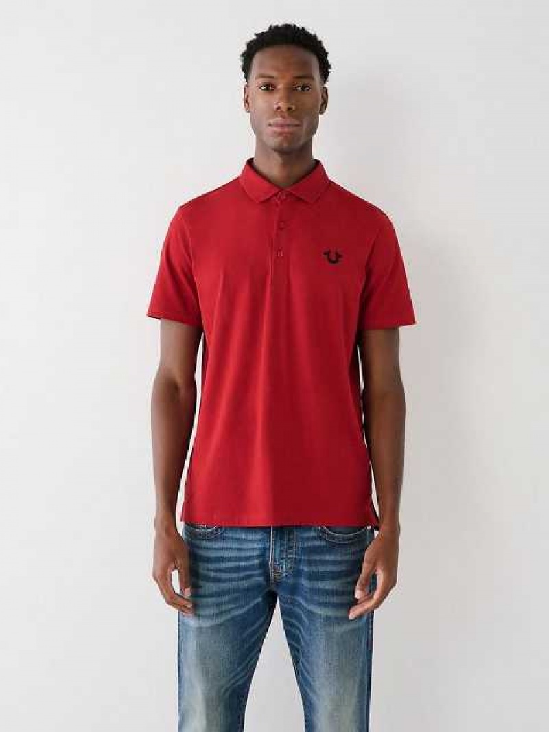 Polo True Religion Logo Hombre Rojas | Colombia-BJUKZXI45