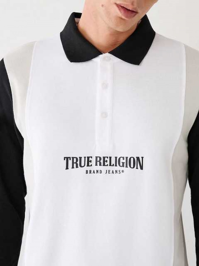 Polo True Religion Long Sleeve Logo Hombre Negras | Colombia-POZVTXE23