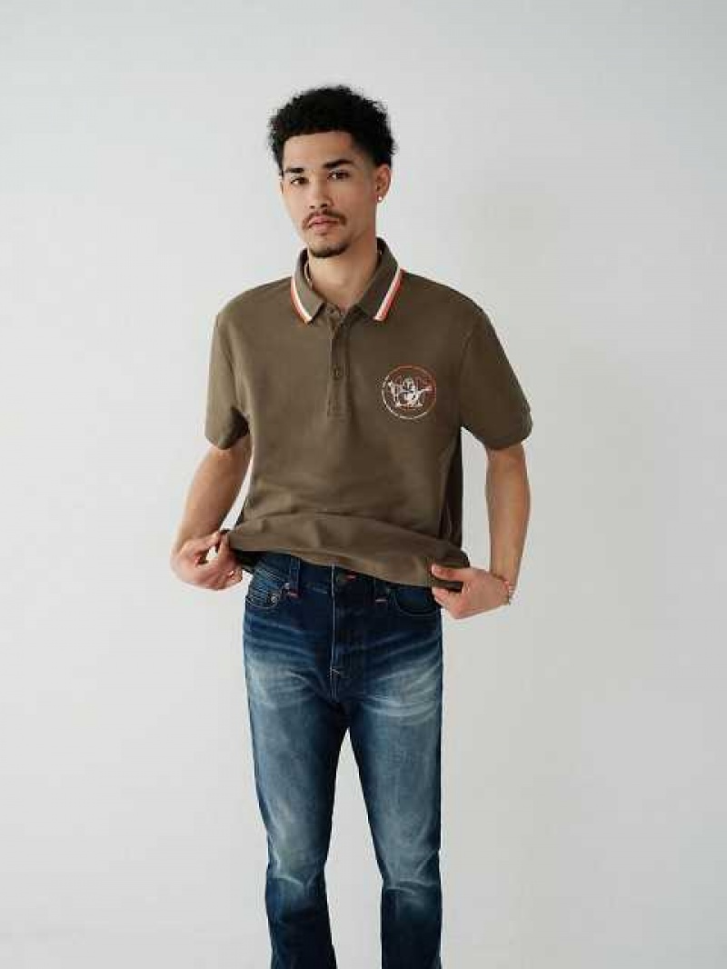 Polo True Religion Relaxed Hombre Verde Oliva | Colombia-NXLKUZA80