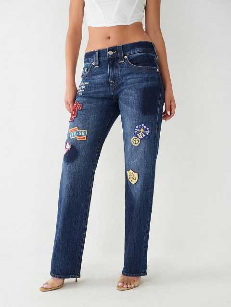 Relaxed Fit Jeans True Religion Ricki Relaxed Logo Patch Jean Mujer Azul Marino | Colombia-MLAYKBC49